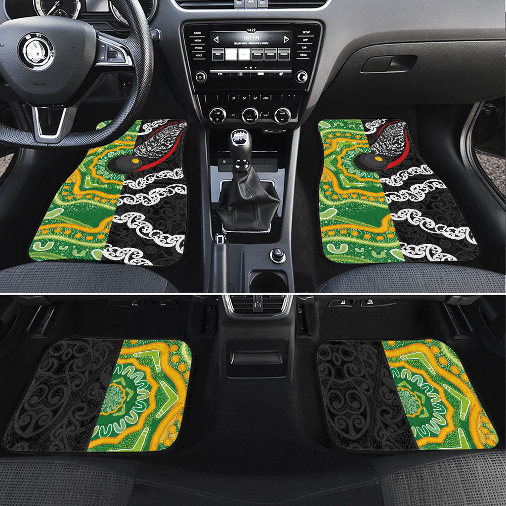 Aotearoa and Australia Lawn Bowls Car Mats Maori Fern and Aboriginal Pattern LT03 Set 4pcs Multicolor - Polynesian Pride
