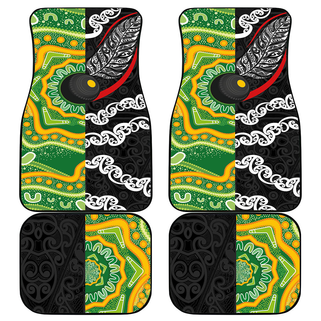 Aotearoa and Australia Lawn Bowls Car Mats Maori Fern and Aboriginal Pattern LT03 - Polynesian Pride