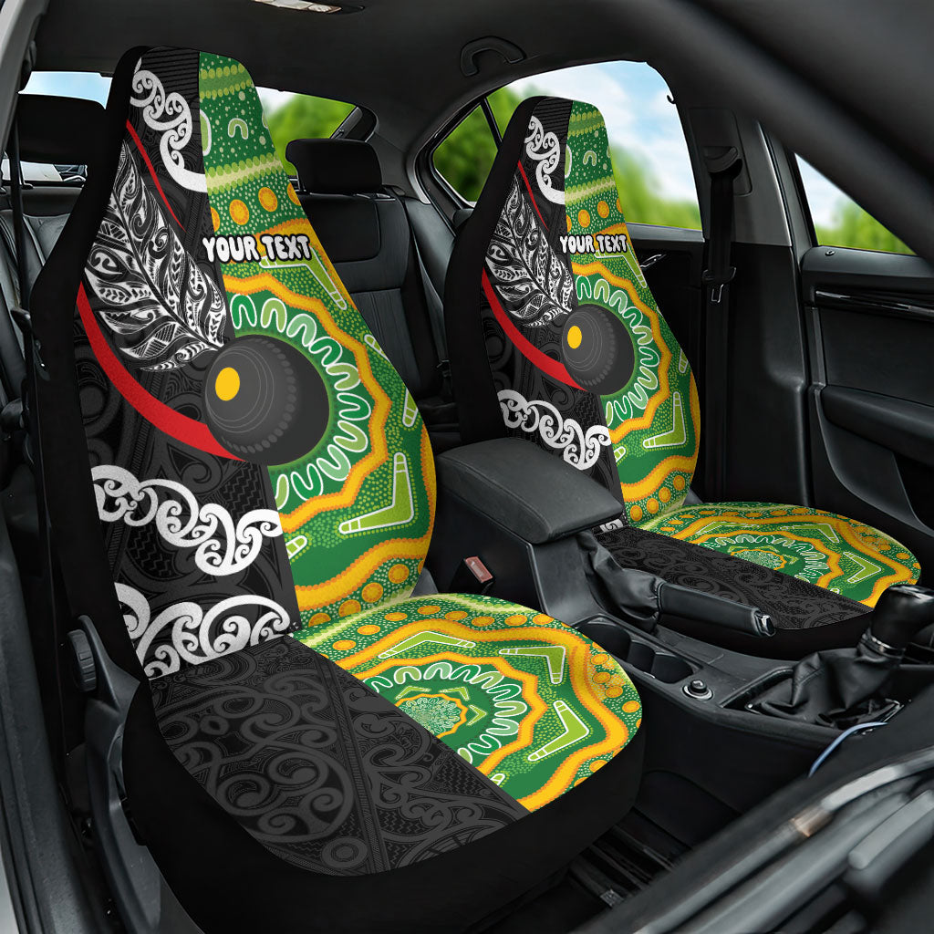 Personalised Aotearoa and Australia Lawn Bowls Car Seat Cover Maori Fern and Aboriginal Pattern LT03 One Size Multicolor - Polynesian Pride