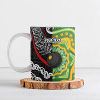 Personalised Aotearoa and Australia Lawn Bowls Ceramic Mug Maori Fern and Aboriginal Pattern LT03 Multicolor - Polynesian Pride