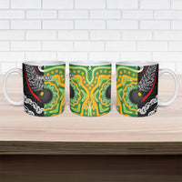 Personalised Aotearoa and Australia Lawn Bowls Ceramic Mug Maori Fern and Aboriginal Pattern LT03 - Polynesian Pride