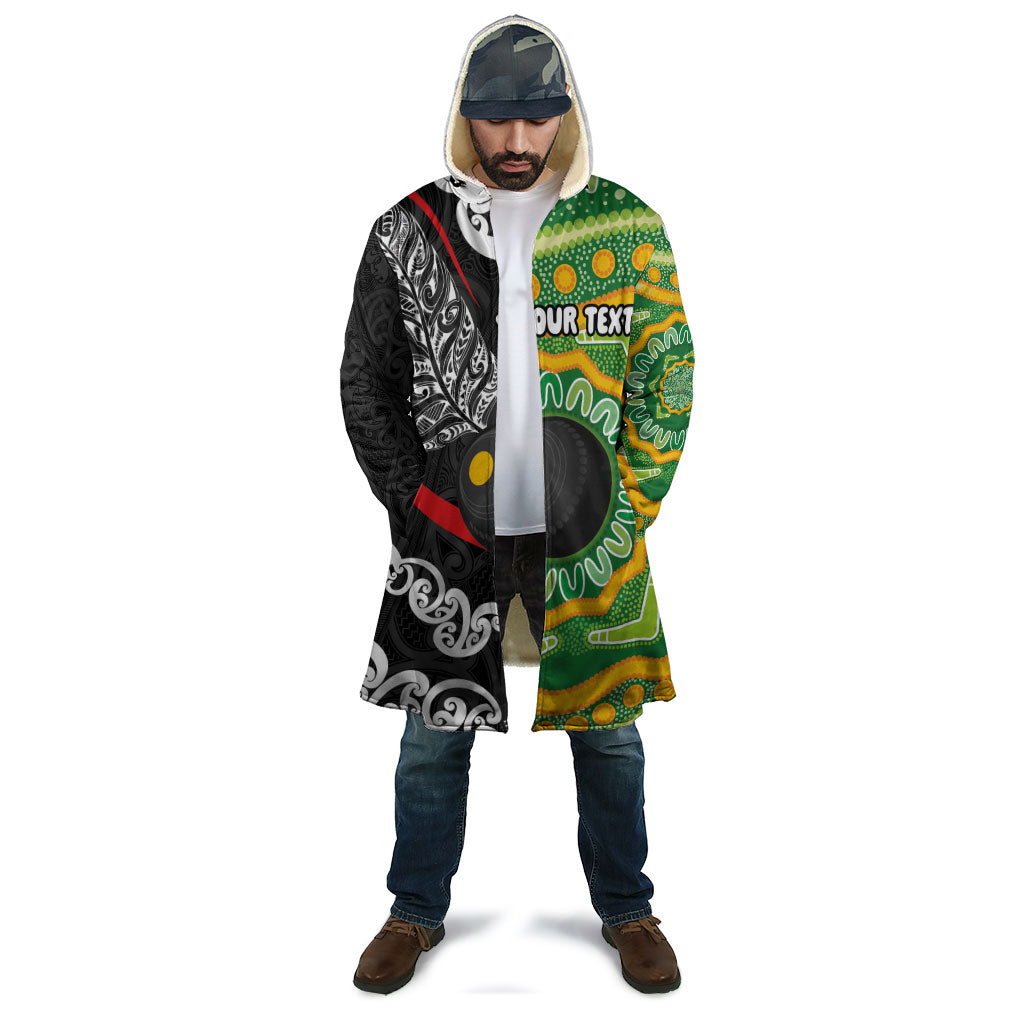 Personalised Aotearoa and Australia Lawn Bowls Cloak Maori Fern and Aboriginal Pattern LT03 - Polynesian Pride