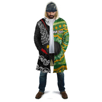Personalised Aotearoa and Australia Lawn Bowls Cloak Maori Fern and Aboriginal Pattern LT03 - Polynesian Pride