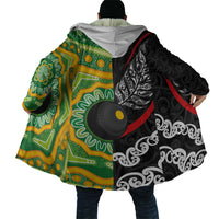 Personalised Aotearoa and Australia Lawn Bowls Cloak Maori Fern and Aboriginal Pattern LT03 - Polynesian Pride