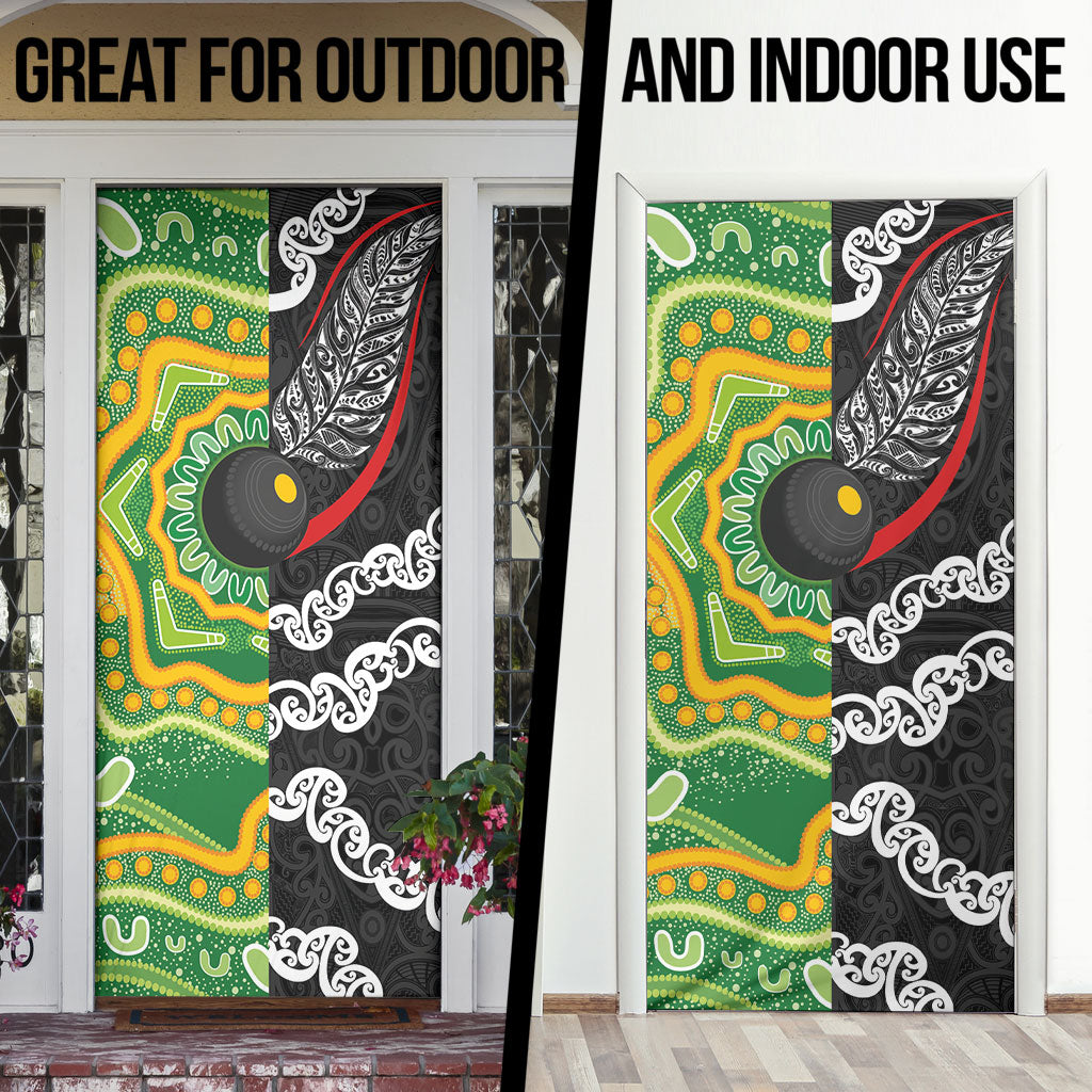Aotearoa and Australia Lawn Bowls Door Cover Maori Fern and Aboriginal Pattern LT03 - Polynesian Pride