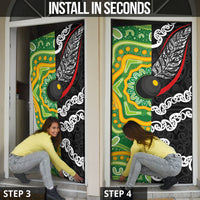 Aotearoa and Australia Lawn Bowls Door Cover Maori Fern and Aboriginal Pattern LT03 - Polynesian Pride