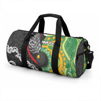 Personalised Aotearoa and Australia Lawn Bowls Duffle Bag Maori Fern and Aboriginal Pattern LT03 - Polynesian Pride