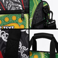Personalised Aotearoa and Australia Lawn Bowls Duffle Bag Maori Fern and Aboriginal Pattern LT03 - Polynesian Pride