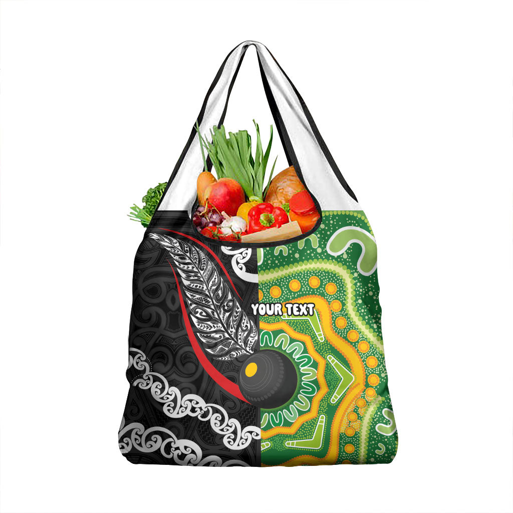 Personalised Aotearoa and Australia Lawn Bowls Grocery Bag Maori Fern and Aboriginal Pattern LT03 1-pack One Size Multicolor - Polynesian Pride