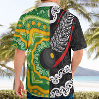 Personalised Aotearoa and Australia Lawn Bowls Hawaiian Shirt Maori Fern and Aboriginal Pattern LT03 - Polynesian Pride