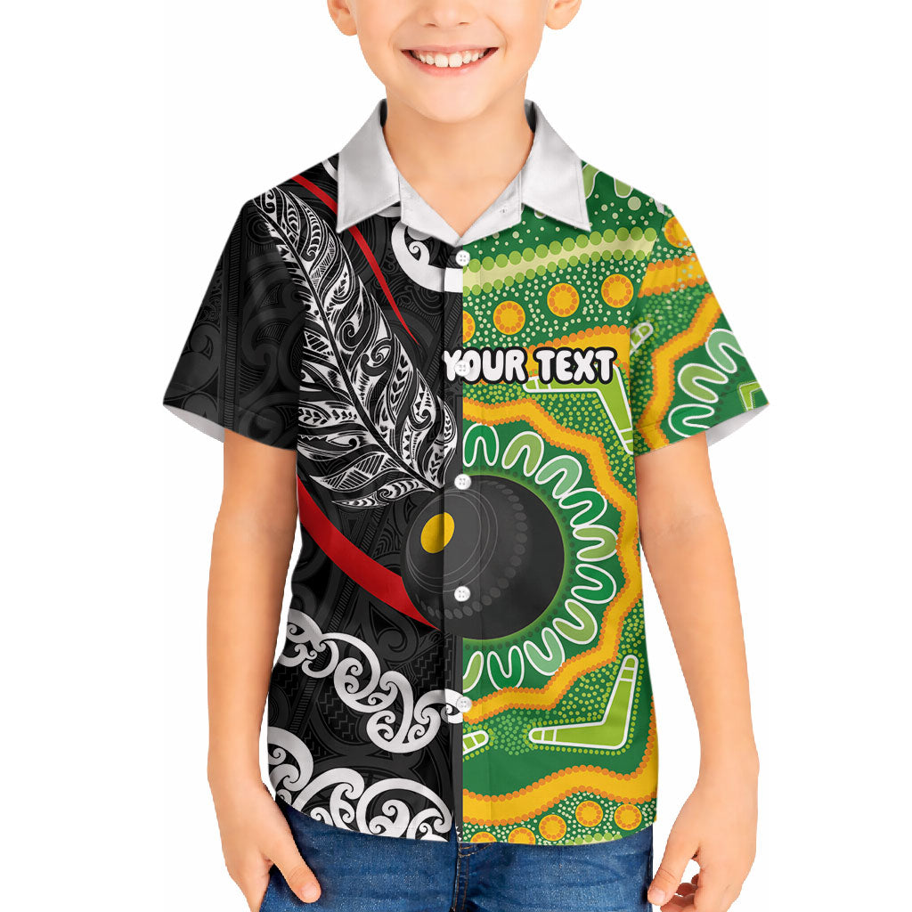 Personalised Aotearoa and Australia Lawn Bowls Hawaiian Shirt Maori Fern and Aboriginal Pattern LT03 - Polynesian Pride