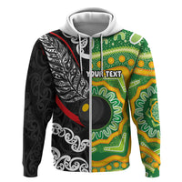 Personalised Aotearoa and Australia Lawn Bowls Hoodie Maori Fern and Aboriginal Pattern LT03 Zip Hoodie Multicolor - Polynesian Pride