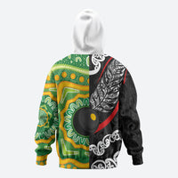 Personalised Aotearoa and Australia Lawn Bowls Hoodie Maori Fern and Aboriginal Pattern LT03 - Polynesian Pride