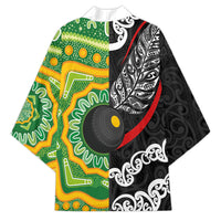 Personalised Aotearoa and Australia Lawn Bowls Kimono Maori Fern and Aboriginal Pattern LT03 - Polynesian Pride