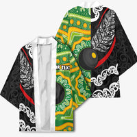 Personalised Aotearoa and Australia Lawn Bowls Kimono Maori Fern and Aboriginal Pattern LT03 - Polynesian Pride