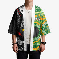 Personalised Aotearoa and Australia Lawn Bowls Kimono Maori Fern and Aboriginal Pattern LT03 - Polynesian Pride