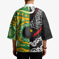 Personalised Aotearoa and Australia Lawn Bowls Kimono Maori Fern and Aboriginal Pattern LT03 - Polynesian Pride