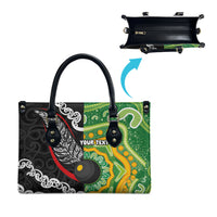 Personalised Aotearoa and Australia Lawn Bowls Leather Bag Maori Fern and Aboriginal Pattern LT03 - Polynesian Pride