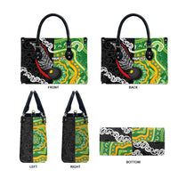Personalised Aotearoa and Australia Lawn Bowls Leather Bag Maori Fern and Aboriginal Pattern LT03 - Polynesian Pride