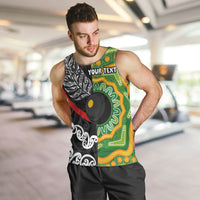 Personalised Aotearoa and Australia Lawn Bowls Men Tank Top Maori Fern and Aboriginal Pattern