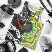 Personalised Aotearoa and Australia Lawn Bowls Men Tank Top Maori Fern and Aboriginal Pattern
