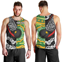Personalised Aotearoa and Australia Lawn Bowls Men Tank Top Maori Fern and Aboriginal Pattern