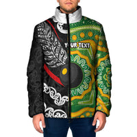 Personalised Aotearoa and Australia Lawn Bowls Padded Jacket Maori Fern and Aboriginal Pattern LT03 Men Multicolor - Polynesian Pride