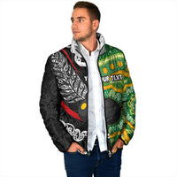 Personalised Aotearoa and Australia Lawn Bowls Padded Jacket Maori Fern and Aboriginal Pattern LT03 - Polynesian Pride