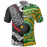 Personalised Aotearoa and Australia Lawn Bowls Polo Shirt Maori Fern and Aboriginal Pattern LT03 Multicolor - Polynesian Pride