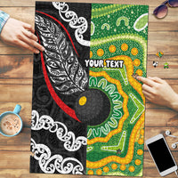 Personalised Aotearoa and Australia Lawn Bowls Puzzle Maori Fern and Aboriginal Pattern LT03 Multicolor - Polynesian Pride