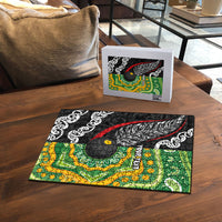 Personalised Aotearoa and Australia Lawn Bowls Puzzle Maori Fern and Aboriginal Pattern LT03 - Polynesian Pride