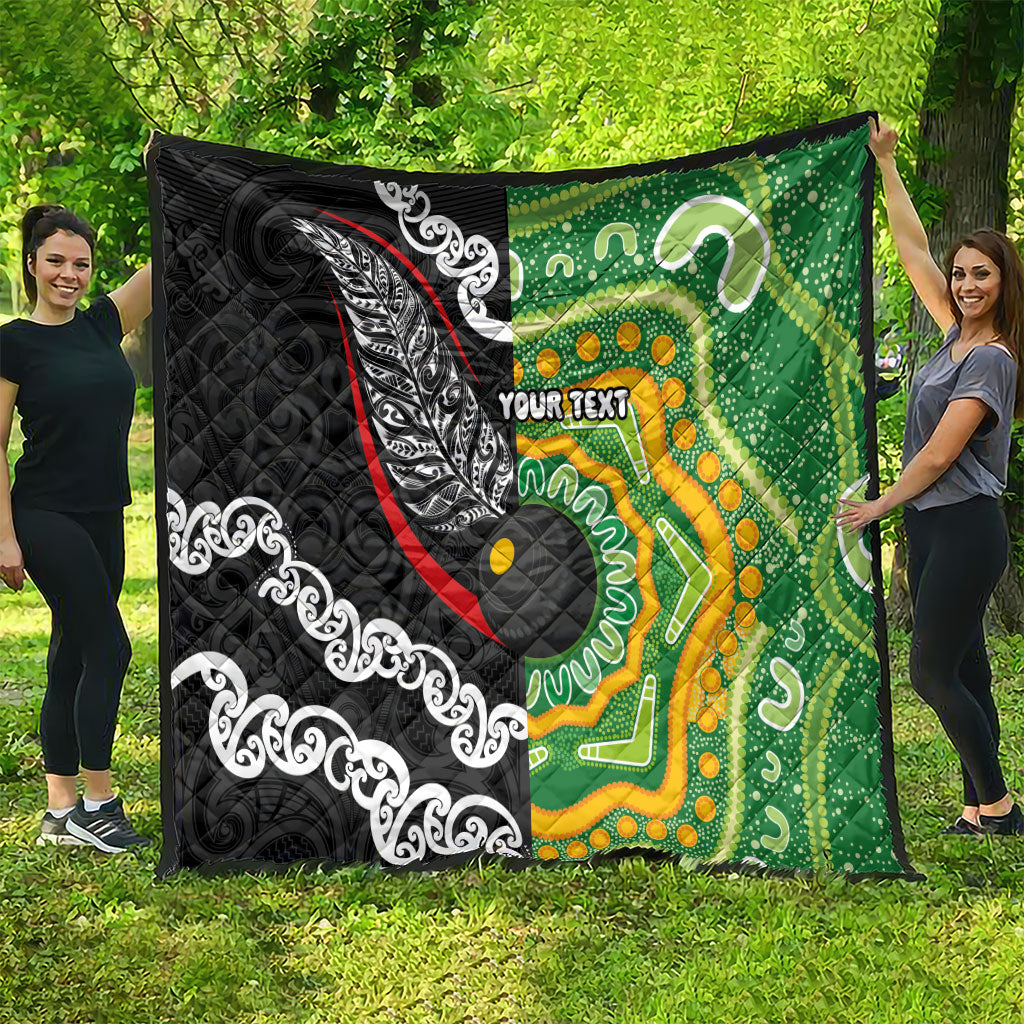 Personalised Aotearoa and Australia Lawn Bowls Quilt Maori Fern and Aboriginal Pattern LT03 - Polynesian Pride