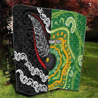 Personalised Aotearoa and Australia Lawn Bowls Quilt Maori Fern and Aboriginal Pattern LT03 - Polynesian Pride