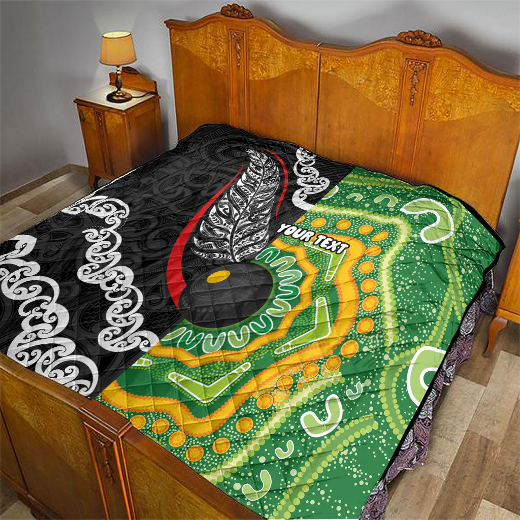 Personalised Aotearoa and Australia Lawn Bowls Quilt Maori Fern and Aboriginal Pattern LT03 - Polynesian Pride