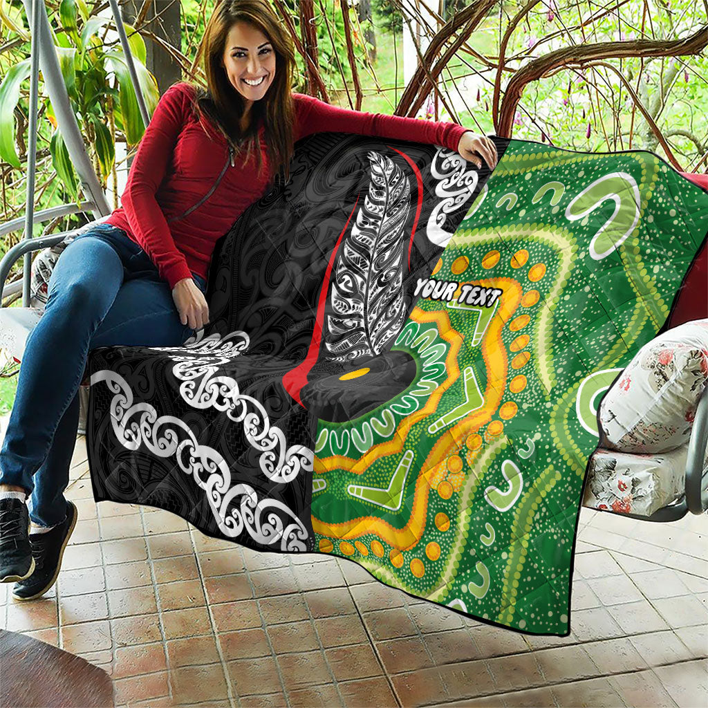 Personalised Aotearoa and Australia Lawn Bowls Quilt Maori Fern and Aboriginal Pattern LT03 - Polynesian Pride