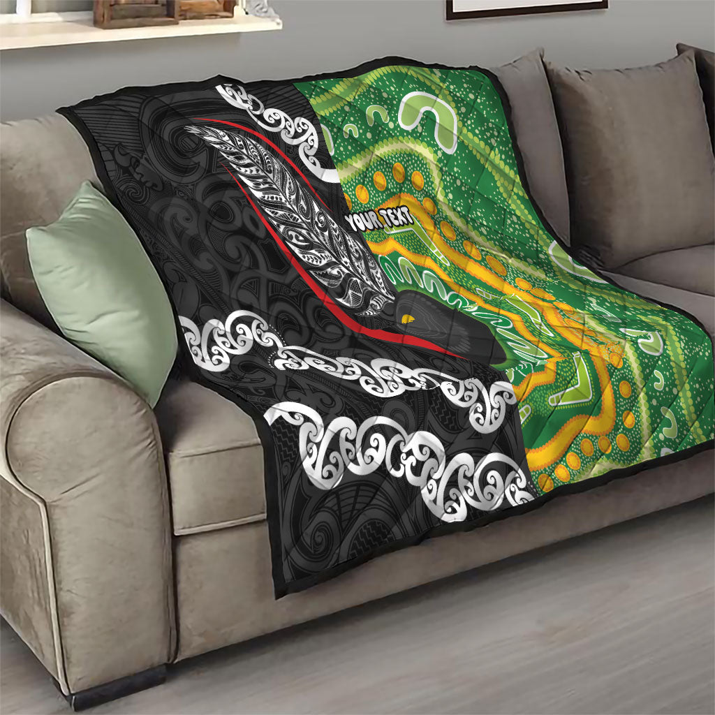 Personalised Aotearoa and Australia Lawn Bowls Quilt Maori Fern and Aboriginal Pattern LT03 - Polynesian Pride