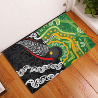 Personalised Aotearoa and Australia Lawn Bowls Rubber Doormat Maori Fern and Aboriginal Pattern LT03 - Polynesian Pride