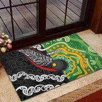 Personalised Aotearoa and Australia Lawn Bowls Rubber Doormat Maori Fern and Aboriginal Pattern LT03 - Polynesian Pride