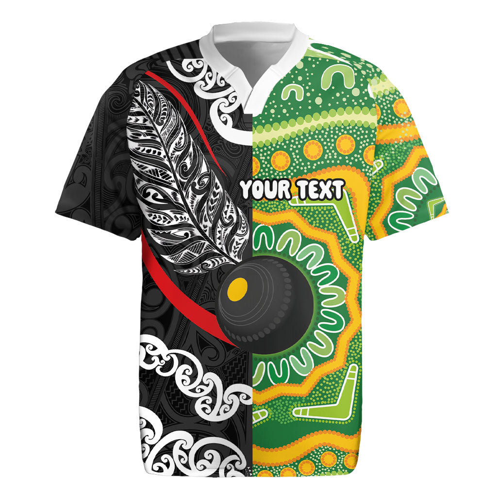 Personalised Aotearoa and Australia Lawn Bowls Rugby Jersey Maori Fern and Aboriginal Pattern LT03 Multicolor - Polynesian Pride