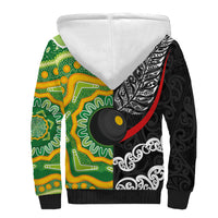 Personalised Aotearoa and Australia Lawn Bowls Sherpa Hoodie Maori Fern and Aboriginal Pattern LT03 - Polynesian Pride