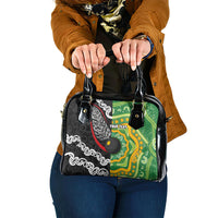 Personalised Aotearoa and Australia Lawn Bowls Shoulder Handbag Maori Fern and Aboriginal Pattern LT03 One Size Multicolor - Polynesian Pride