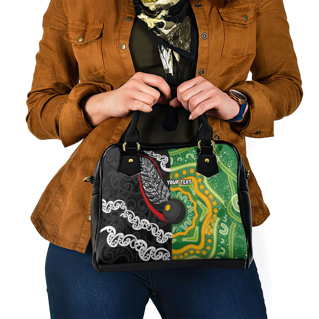 Personalised Aotearoa and Australia Lawn Bowls Shoulder Handbag Maori Fern and Aboriginal Pattern LT03 - Polynesian Pride