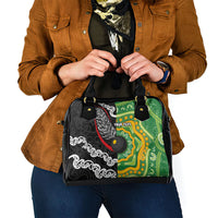 Personalised Aotearoa and Australia Lawn Bowls Shoulder Handbag Maori Fern and Aboriginal Pattern LT03 - Polynesian Pride
