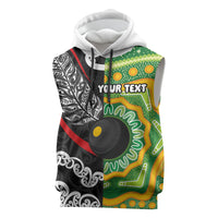 Personalised Aotearoa and Australia Lawn Bowls Sleeveless Hoodie Maori Fern and Aboriginal Pattern LT03 Multicolor - Polynesian Pride