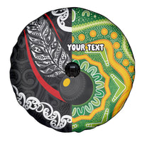 Personalised Aotearoa and Australia Lawn Bowls Spare Tire Cover Maori Fern and Aboriginal Pattern LT03 - Polynesian Pride