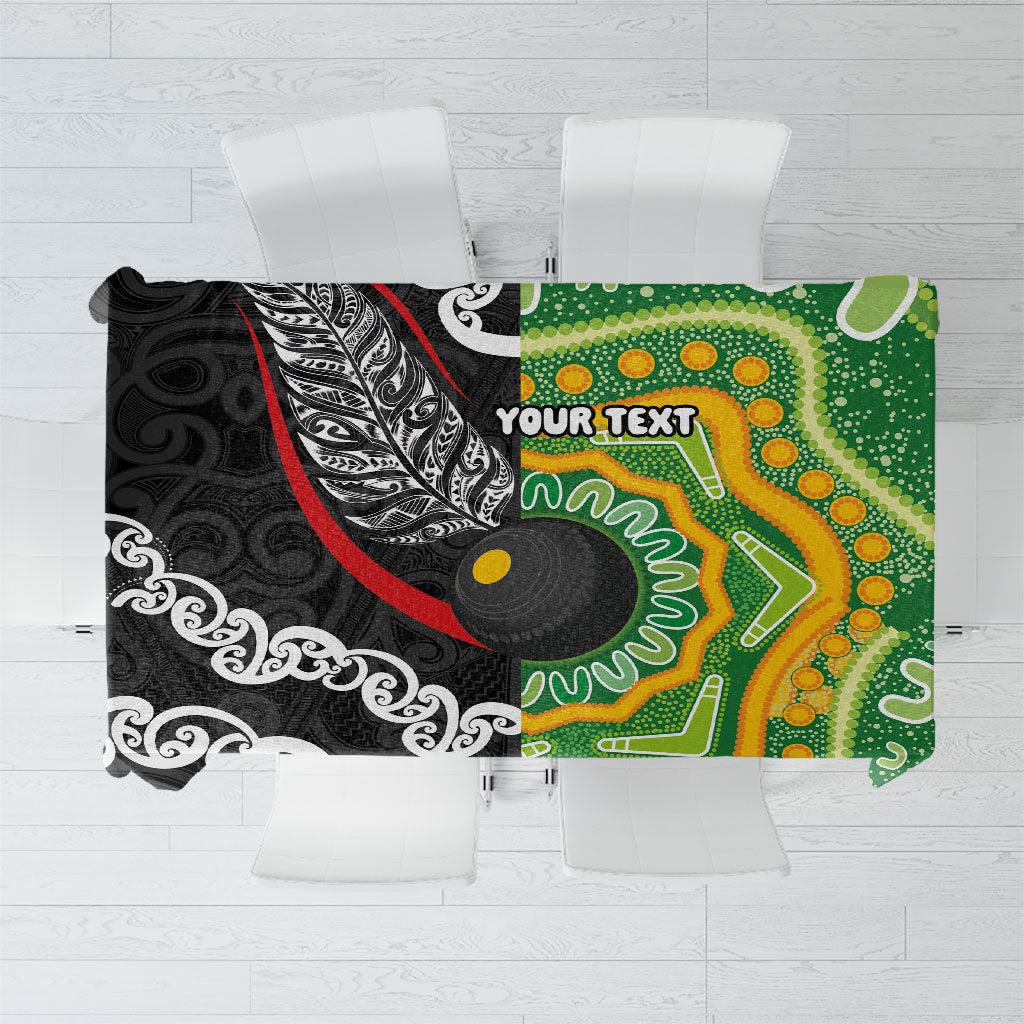 Personalised Aotearoa and Australia Lawn Bowls Tablecloth Maori Fern and Aboriginal Pattern LT03 Multicolor - Polynesian Pride