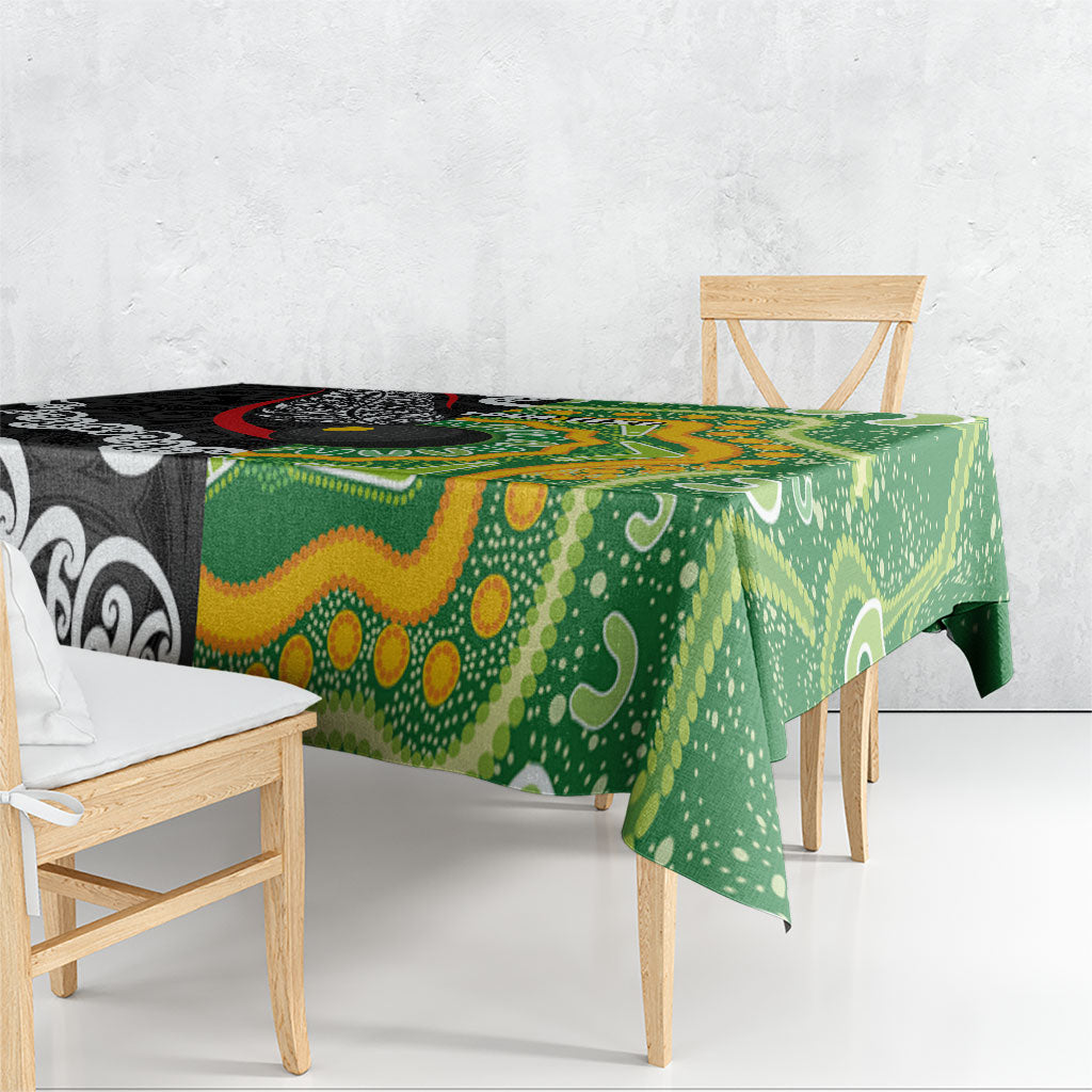 Personalised Aotearoa and Australia Lawn Bowls Tablecloth Maori Fern and Aboriginal Pattern LT03 - Polynesian Pride