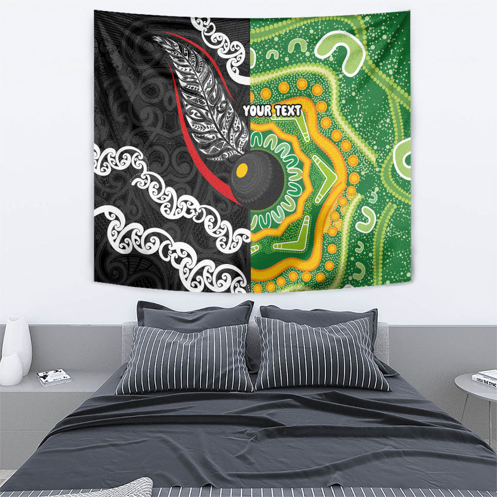 Personalised Aotearoa and Australia Lawn Bowls Tapestry Maori Fern and Aboriginal Pattern LT03 - Polynesian Pride