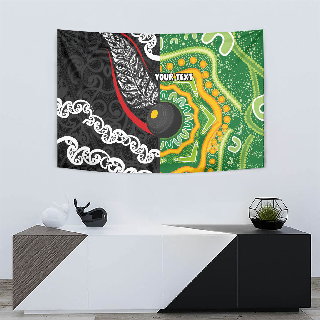 Personalised Aotearoa and Australia Lawn Bowls Tapestry Maori Fern and Aboriginal Pattern LT03 - Polynesian Pride