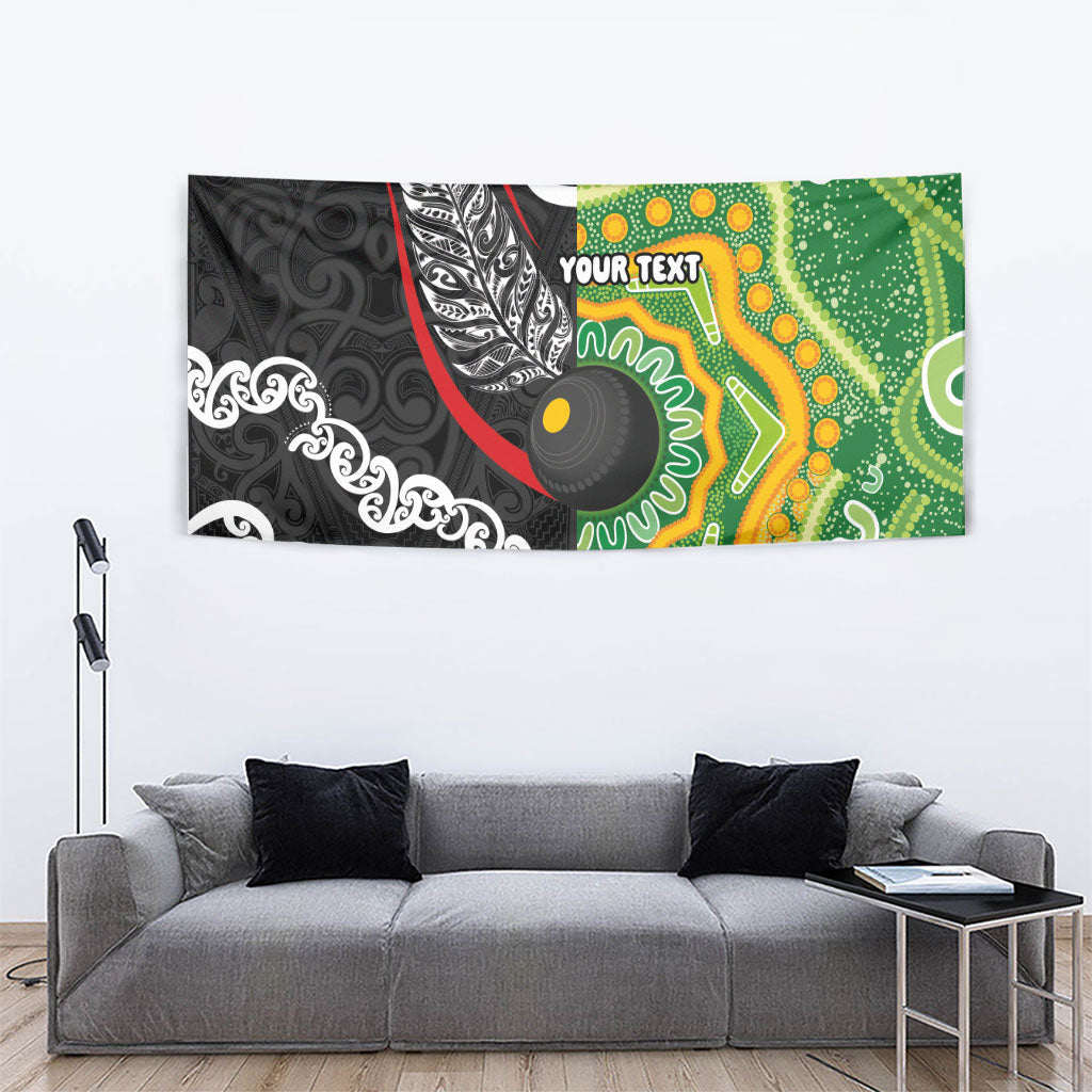 Personalised Aotearoa and Australia Lawn Bowls Tapestry Maori Fern and Aboriginal Pattern LT03 - Polynesian Pride